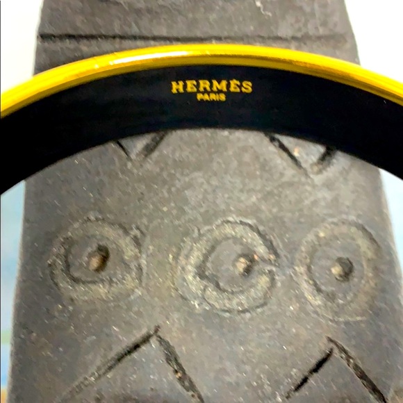 HERMES CALECHE BLUE ENAMEL GOLD BANGLE - Picture 2 of 7